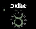 Zodiac sign of Taurus with decorative elements on a black background