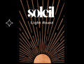 Soleil Light Roast coffee packaging with sunburst design on a black background